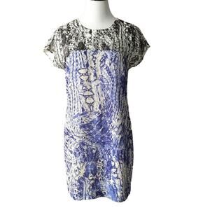 AX Armani Exchange Shift Dress sz 6 Animal Print Black Blue Snake Print Dress